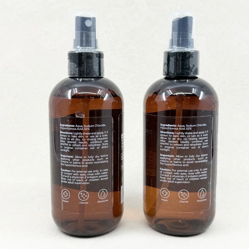 2 PACK Happy Skin .02 % Hypochlorous Acid Spray Skin Cleanser for Face Body